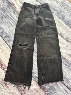 Zara Black Wide-Leg Distressed Jeans thumbnail 2