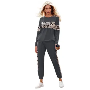 NWT PRETTYGARDEN Leopard Lounge Set‎ Joggers Top Dark Gray Small thumbnail 2