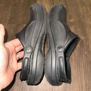 Crocs black rubber washable nursing ortho W8 slip on clogs thumbnail 3