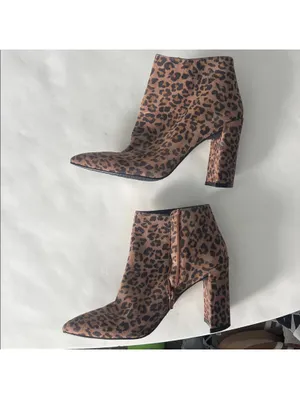 Stuart Weitzman Pure Pointed Toe Animal Leopard Print Thin Block Heel Booties 7 thumbnail 7