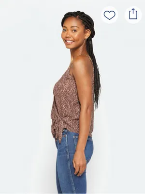 PAPERMOON Conway Brown Polka Dot Printed Tie-Hem Cami Tank Top Size XL thumbnail 3
