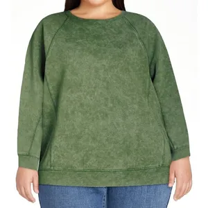 Time And Tru Womens Sweatshirt Sz XXL Olive Green Washed Crewneck Cozy Pullover thumbnail 3