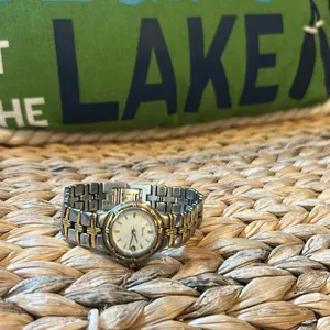 Bulova Women Watch Stainless Steel Gold Silver WR Battery White Date Quartz thumbnail 2