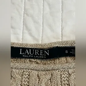 Lauren Ralph Lauren cable knit sweater in tan thumbnail 6