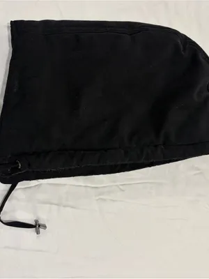 Button-On Hood Unisex OS Black Sherpa Lined Brushed Cotton thumbnail 1