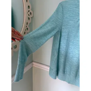 Lilly Pulitzer Open Front Cardigan Womens M‎ Turquoise Blue Aqua Knit thumbnail 5