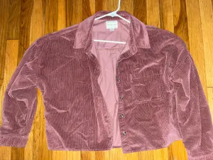 American Eagle Pink Corduroy Cropped Jacket thumbnail 2