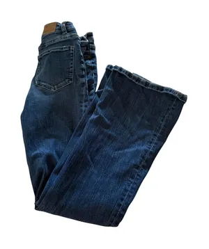 BKE Billie Slim Fit High Rise Flare Jeans Dark Wash Raw Hem 26x31.5 thumbnail 1