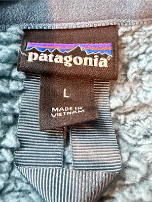 Patagonia Teal Blue Fuzzy Fleece Quarter Zip Pullover Size Large thumbnail 6