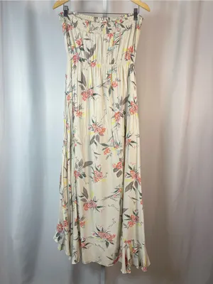Coco + Jaimeson Large Strapless Cream Floral High Low Dress Ruffle Tropical thumbnail 2