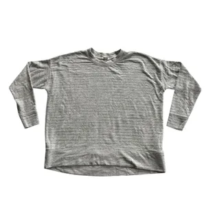 Aerie Oversized Long Sleeve Crew Neck Top Sweater Striped Size S Grey Layering thumbnail 2