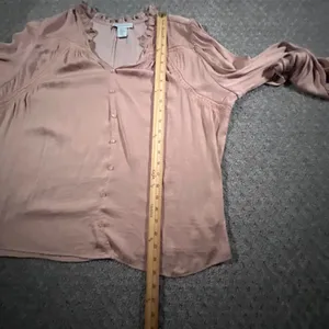 Cupcakes and Cashmere Blouse Womens‎ XL Pink Ruffle Lace Boho Button Front Top thumbnail 6