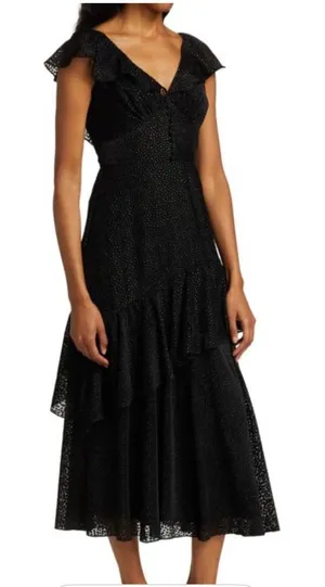 ML monique Lhuillier‎ velvet ruffle dress 8 thumbnail 1