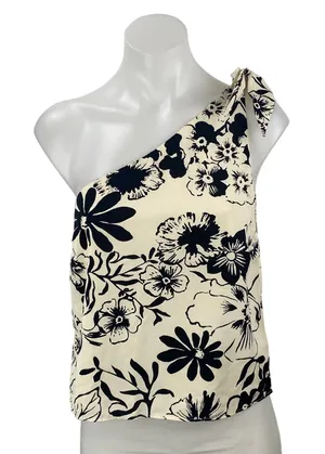 Abercrombie & Fitch Asymmetrical Scarf Floral One Shoulder Tank Blouse Top Sz XS thumbnail 1