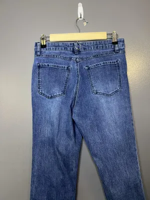FDJ French Dressing Olivia Bootcut Jeans Womens 2 Medium Wash Pleated Hem Denim thumbnail 6