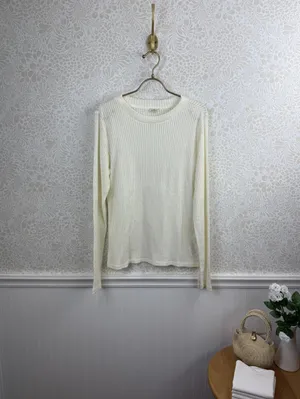 Pilcro from Anthropologie Cream Sheer Lightweight Layering Top - Size - Large thumbnail 3