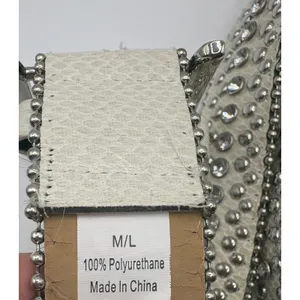 Rhinestone Studded Western Belt Cream Faux Snakeskin M/L Cowgirl Festival‎ Boho thumbnail 6