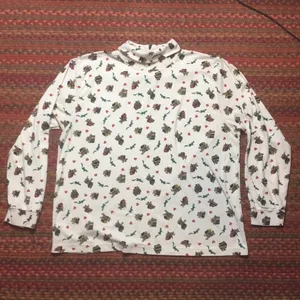 VINTAGE TEDDY BEAR TURTLE NECK LONG SLEEVE Red Size XL thumbnail 3