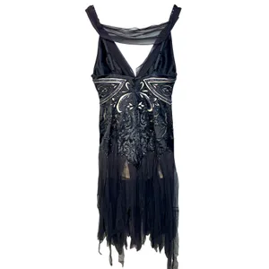 NWT Mandalay Black Silver Beaded Sequin Short Mini Evening Dress Womens Size 10 thumbnail 6