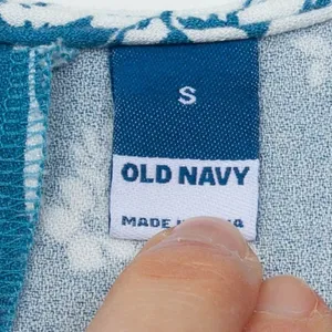 NWT Old Navy Floral Mini Dress Size S Teal Blue Short Sleeve‎ Rayon Pockets thumbnail 6