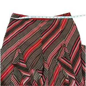 Lauren‎ Ralph Lauren Women's Patterned Ruffled Georgette Skirt sz M red brown thumbnail 6