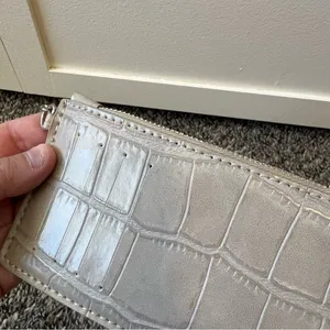 Zara Women’s Gray Croc‎ Like Texture Wallet With Silver Chain thumbnail 6