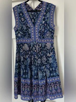 Rebecca Taylor Dreamweaver 100% Silk V-Neck Floral Dress Size 12 thumbnail 3
