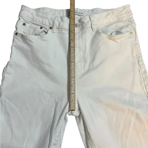 ZARA White Wide Leg High Rise Jeans w/ Raw Hem Sz 10 Y2K Street-style Minimalist thumbnail 8