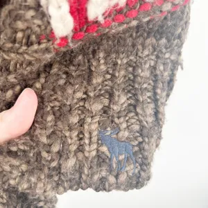 Abercrombie & Fitch Womens Brown Y2K Fair Isle Cabincore Chunky Knit Cardigan XS thumbnail 5