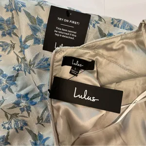 NWT Lulus Versailles Vibes Blue Jacquard Open Back Metallic Midi‎ Dress LARGE thumbnail 11