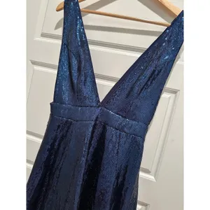 NBD Starry Nights Sequin Mini‎ Dress Navy Blue Small V Neck Clubwear Party thumbnail 9
