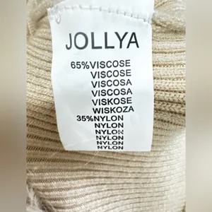 JOLLYA Off-Shoulder Cream Knit Dress with Feather Trim Size M/L P-36 thumbnail 11
