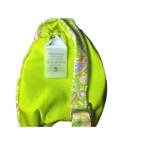 Ribbed Paisley Bandeau Bikini Side Tie Cheeky Small Neon Lime Green Bathing Suit thumbnail 8
