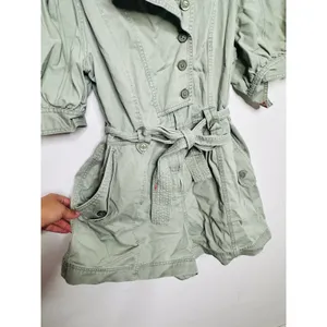 ULLA JOHNSON Sage Green 100% Cotton Short Sleeve Puffed Tied Carmine Romper sz 2 thumbnail 15