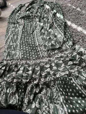 World Market Women's Cotton Tired Maxi Summer Halter Printed Dress Green New S/M thumbnail 12