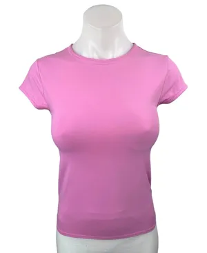 Zara Women Pink Short Sleeve Crew Neck Slim Stretch Basic T Shirt Tee Top Size M thumbnail 1