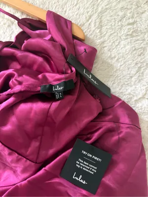 Lulus Incredible Love Magenta Satin Cowl Back Midi Slip Dress Size XL Cocktail thumbnail 6