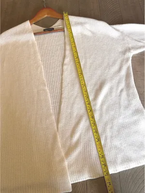 Eileen Fisher Organic Linen Cotton Ivory Knit Open Front Cardigan Women’s Large thumbnail 10