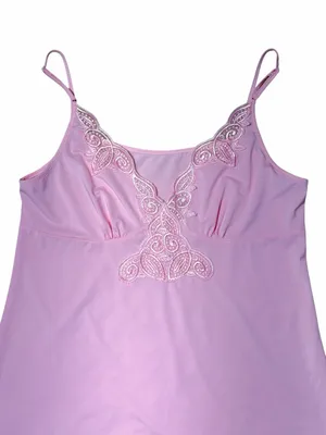 Vintage Y2K Pink Lace Trimmed Slip Dress Womans M thumbnail 2