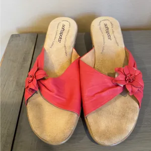 Softspots Pink Coral Leather Open Toe 11 W‎ Style 7302612 Style Floral thumbnail 2