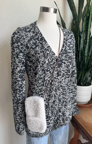 Aerie Sherpa Fleece Crossbody Bag –‎ Cream Shearling Style O/S Boho preppy thumbnail 1