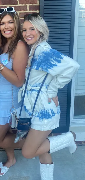 Forever21 White and Blue Denim Romper thumbnail 1