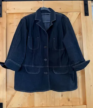 Apostrophe Woman Dark Wash Denim Jacket Size 20W Button Front Stretch Plus Size thumbnail 1