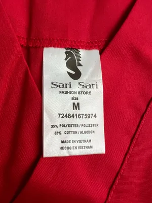 Sari Sari Red Drawstring Pants Scrub Set thumbnail 6