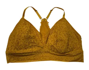Aerie Dark Golden Yellow Lace Lined Adjustable Strap Bralette Brami Top XXL 2XL thumbnail 1