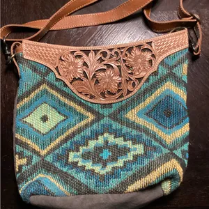 Myra western Patterned Shoulder Bag Blue thumbnail 1