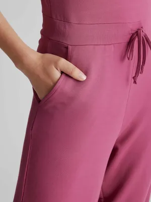 QUINCE Sleeveless V-Neck French Terry Modal Jumpsuit in Rose Size Large thumbnail 7