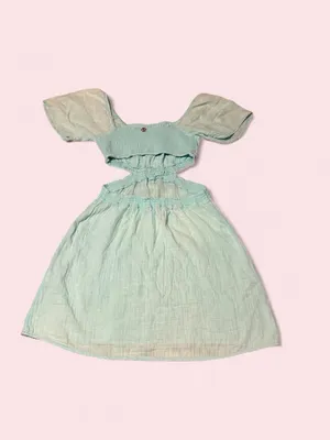 Simply Southern Light Aqua Gauze Mini Dress with Puff Sleeves thumbnail 2