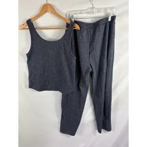 Live 2 Lounge Grey Knit Two Piece Tank Pant Lounge Set Size Large thumbnail 3