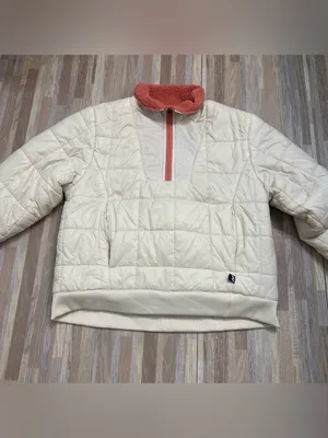 Pure Hockey Cream Quilted Pullover Jacket with Coral Sherpa Interior Women’s Med thumbnail 2